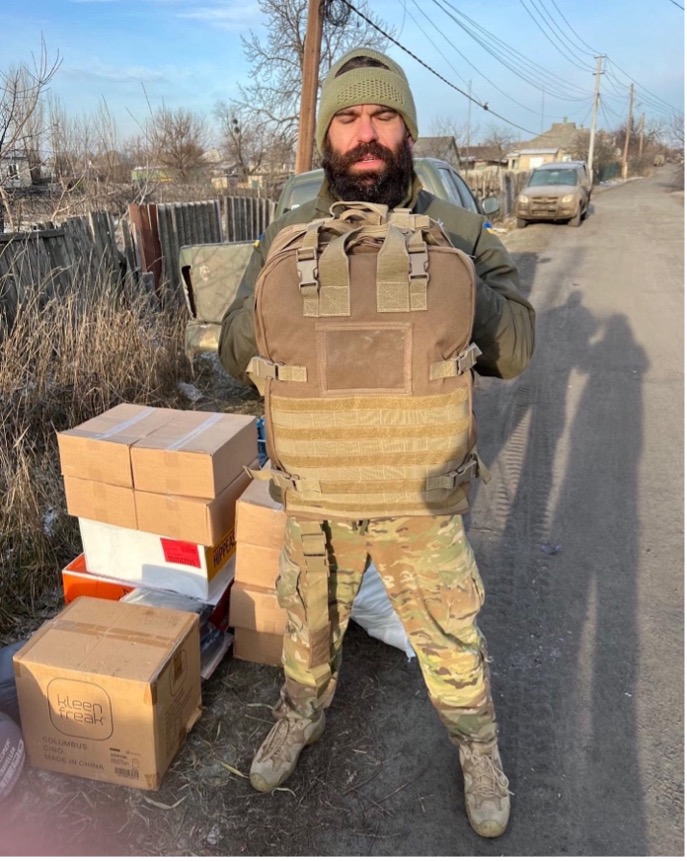 Ukraine soldier with Medical supplies