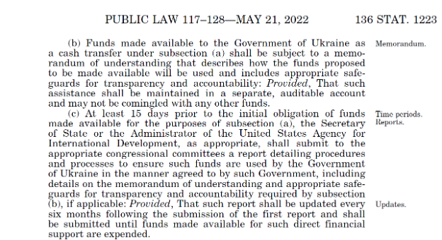 laws about accountability for Ukraine Aid